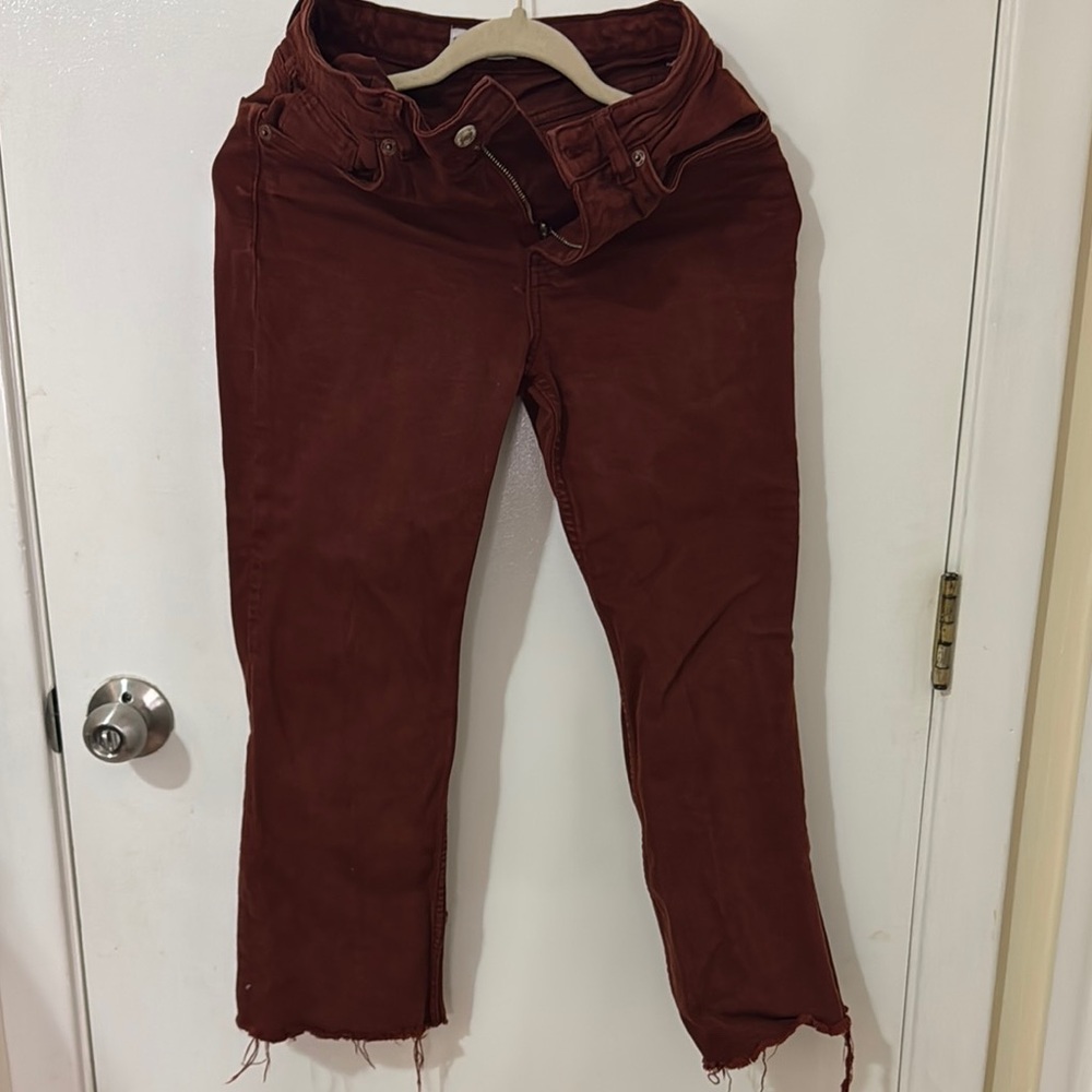 Zara Brown Ankle Cropped Jeans